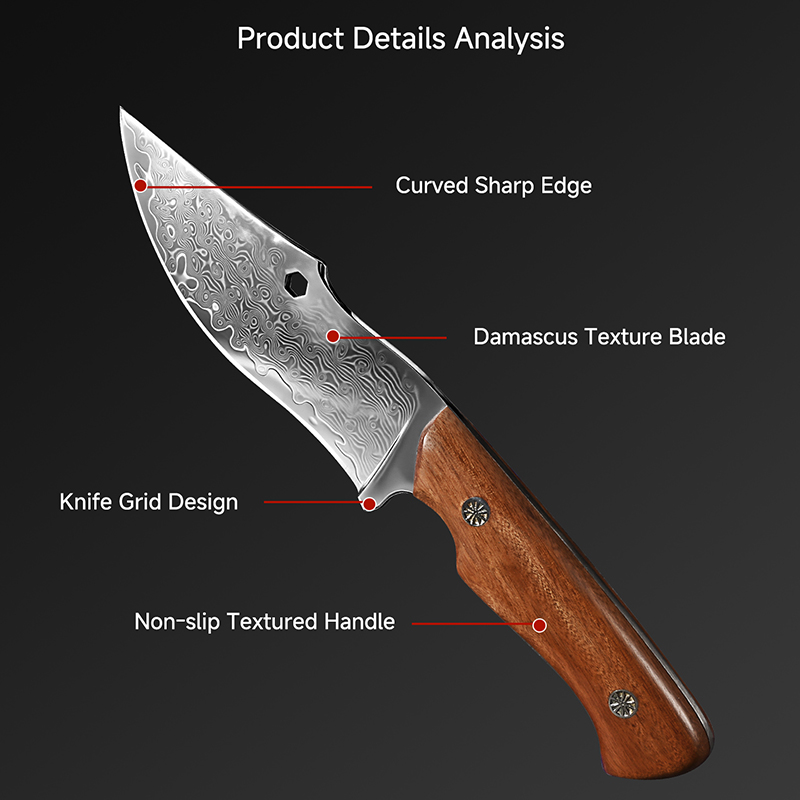 Damascus Outdoor Knife Curved  - Hunting Outdoor Edge Knives recension och pris