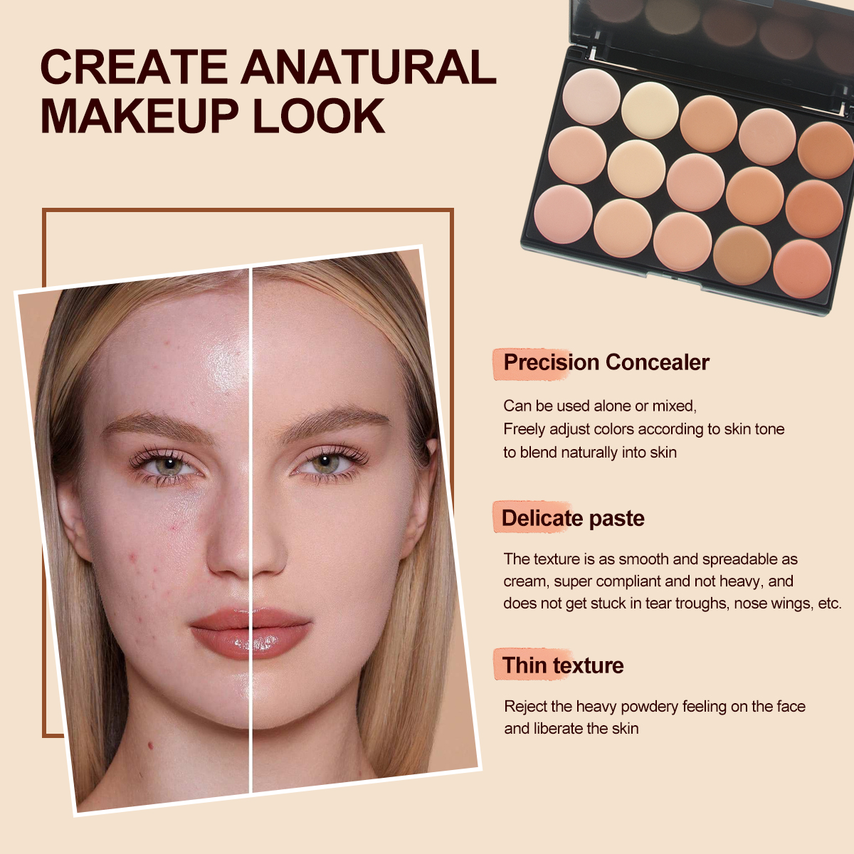 15 Colors Face Concealer Camou - Camo Face Paint recension och pris